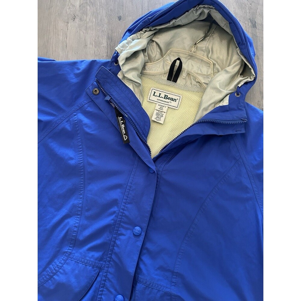 LL Bean Goretex Jacket Womens Small Reg Blue Waterproof Full Zip Hooded Nylon